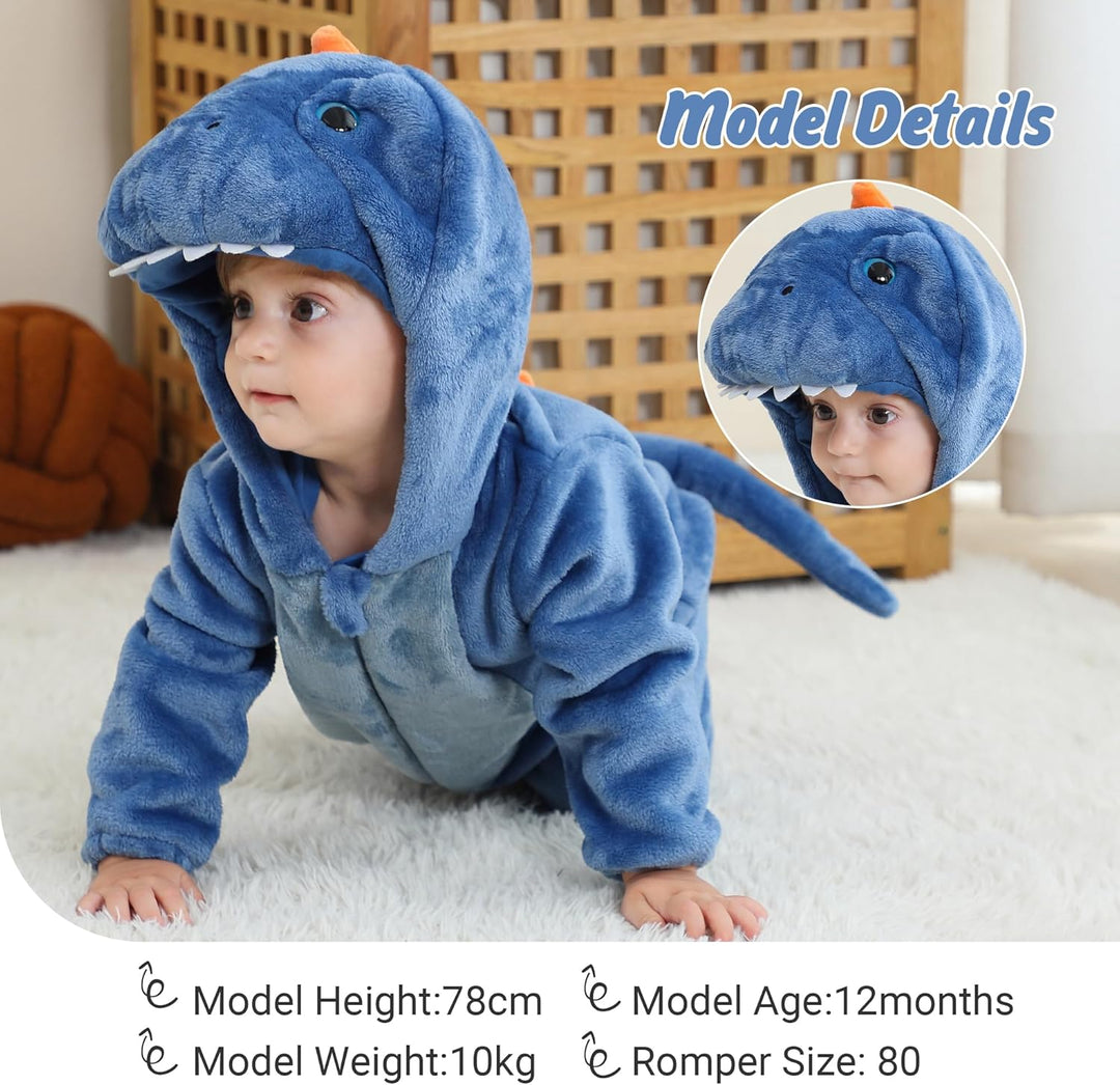 COOKY.D Unisex Winter Hooded Romper Jumpsuit 2-36 Months 3-6 Monate Blau, 3-6 Monate Blau