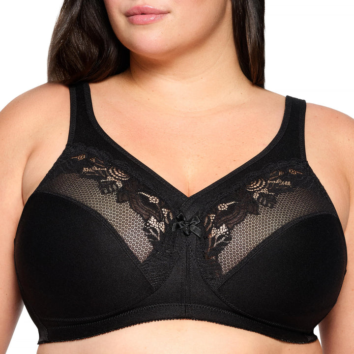 Glamorise Damen Bügelloser MagicLift-Stütz-Minimizer-BH 95D Schwarz, 95D Schwarz