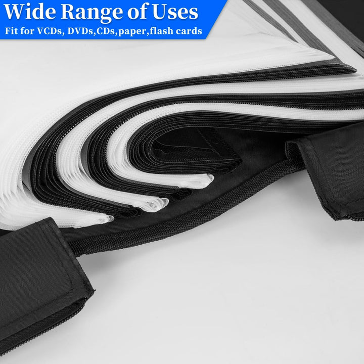 AKOZLIN DVD CD Aufbewahrungsbox mit extra Breiten Titelblättern,tragbarer Binderhalter,Brieftasche,A