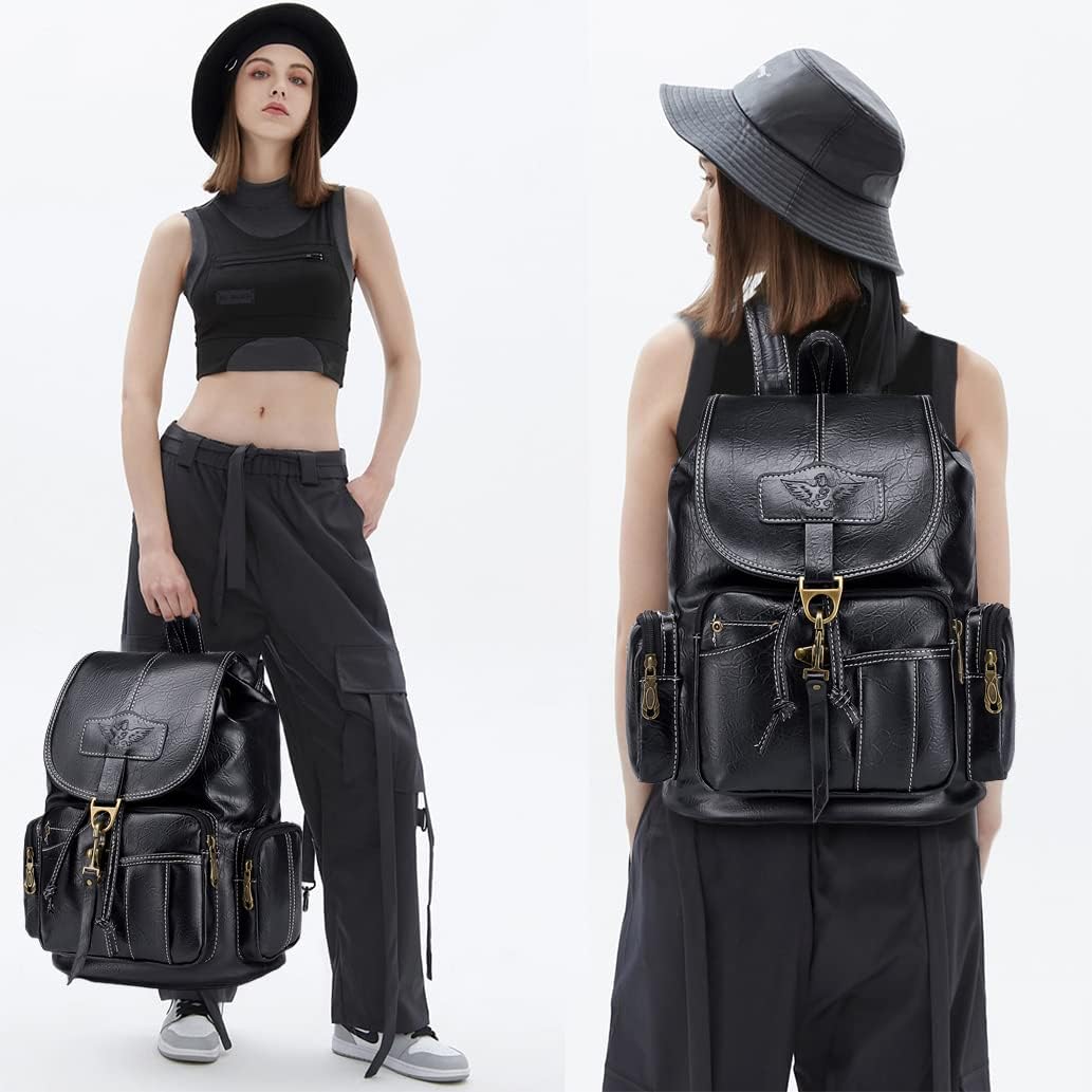 SPAHER® Rucksack Damen Klein Leder, Wasserdicht Mini Rucksack Damen Elegant Daypack Casual Diebstahl
