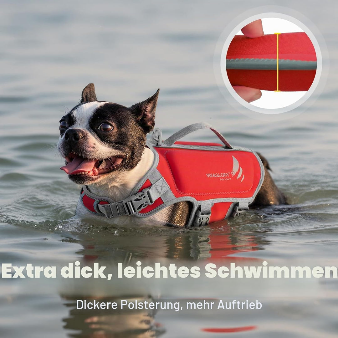 VIVAGLORY Hunde Schwimmweste High Buoyancy Hundeschwimmweste, S, Rot | Rettungswesten Hunde-Schwimmw