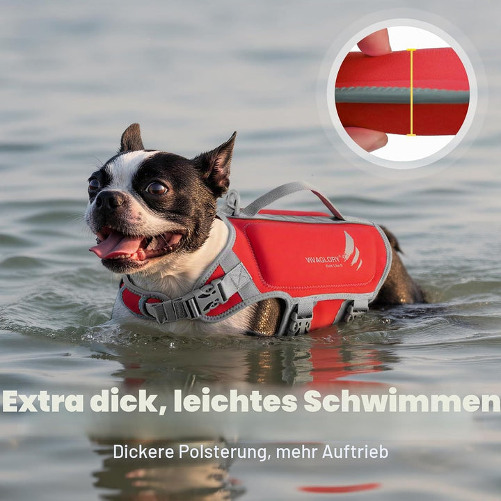 VIVAGLORY Hunde Schwimmweste High Buoyancy Hundeschwimmweste, S, Rot | Rettungswesten Hunde-Schwimmw