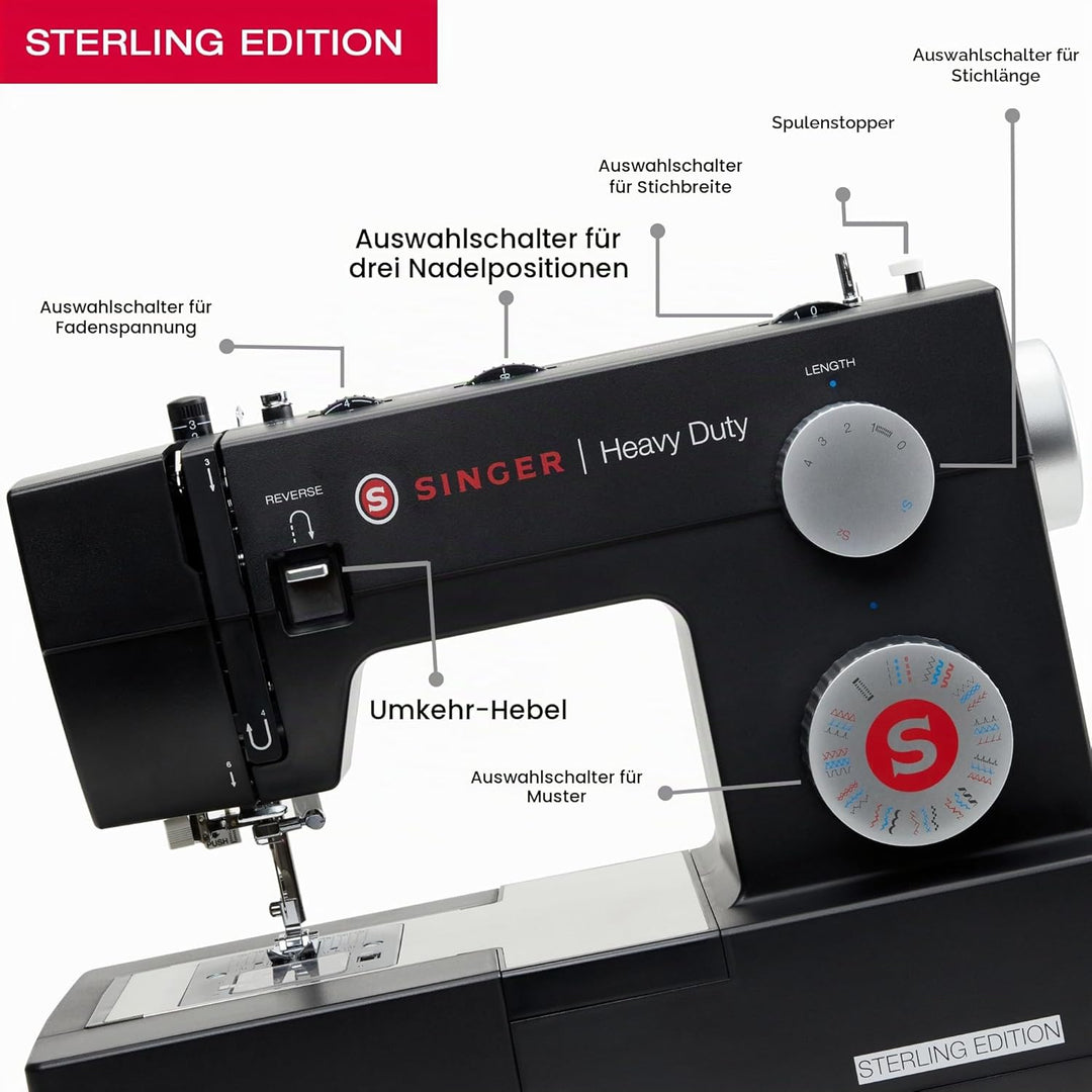 SINGER® Sterling Edition 4432 Robuste Nähmaschine mit Zubehörset | Leistungsstarker Motor mit verbes