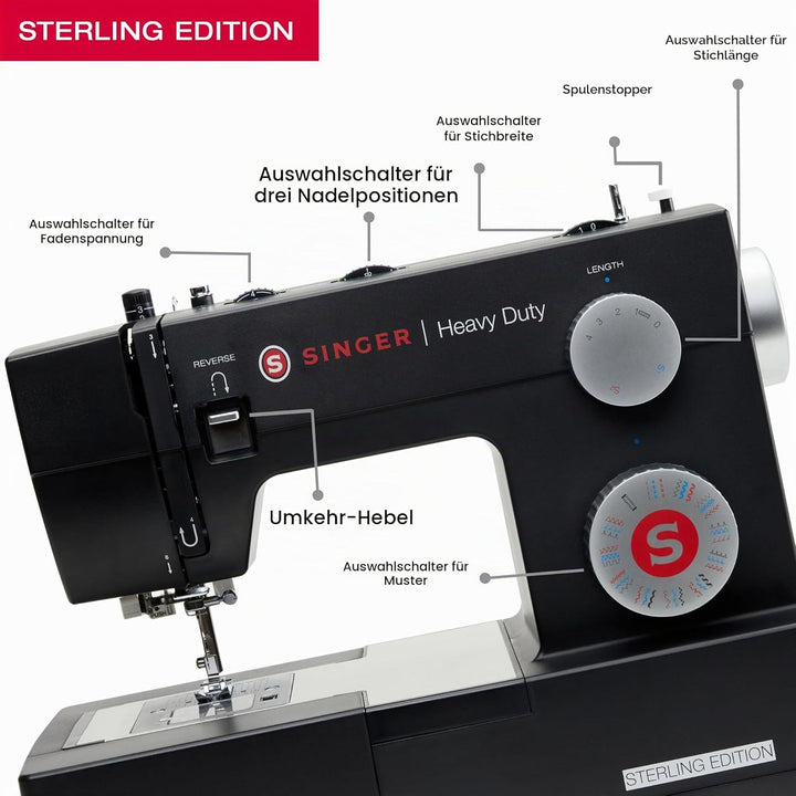 SINGER® Sterling Edition 4432 Robuste Nähmaschine mit Zubehörset | Leistungsstarker Motor mit verbes