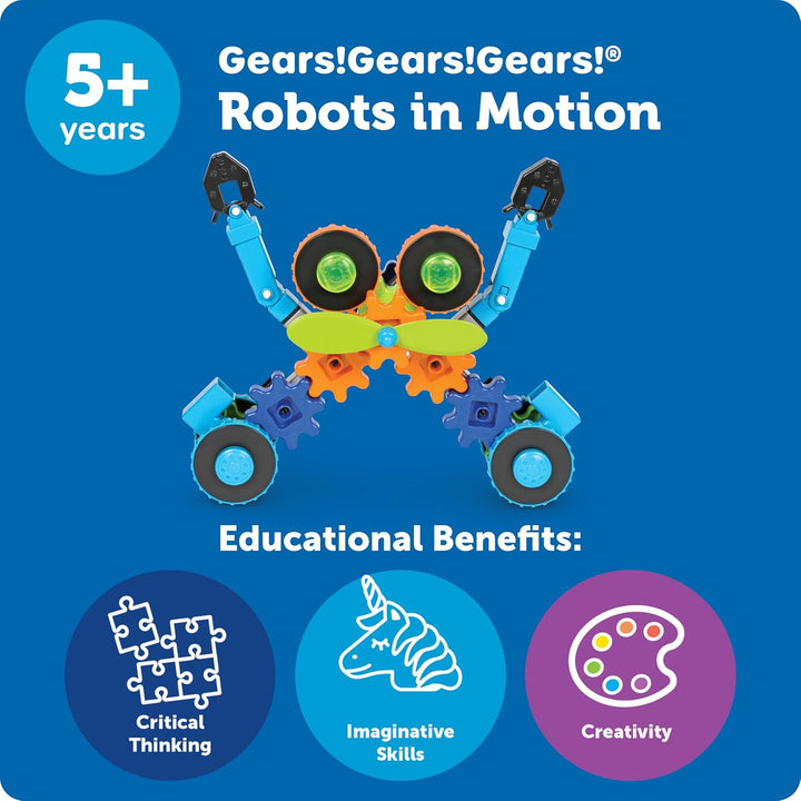 Learning Resources Gears! Gears! Gears! Roboter in Aktion, MINT, Zahnradspiel, Roboter-Zahnräder, Ab