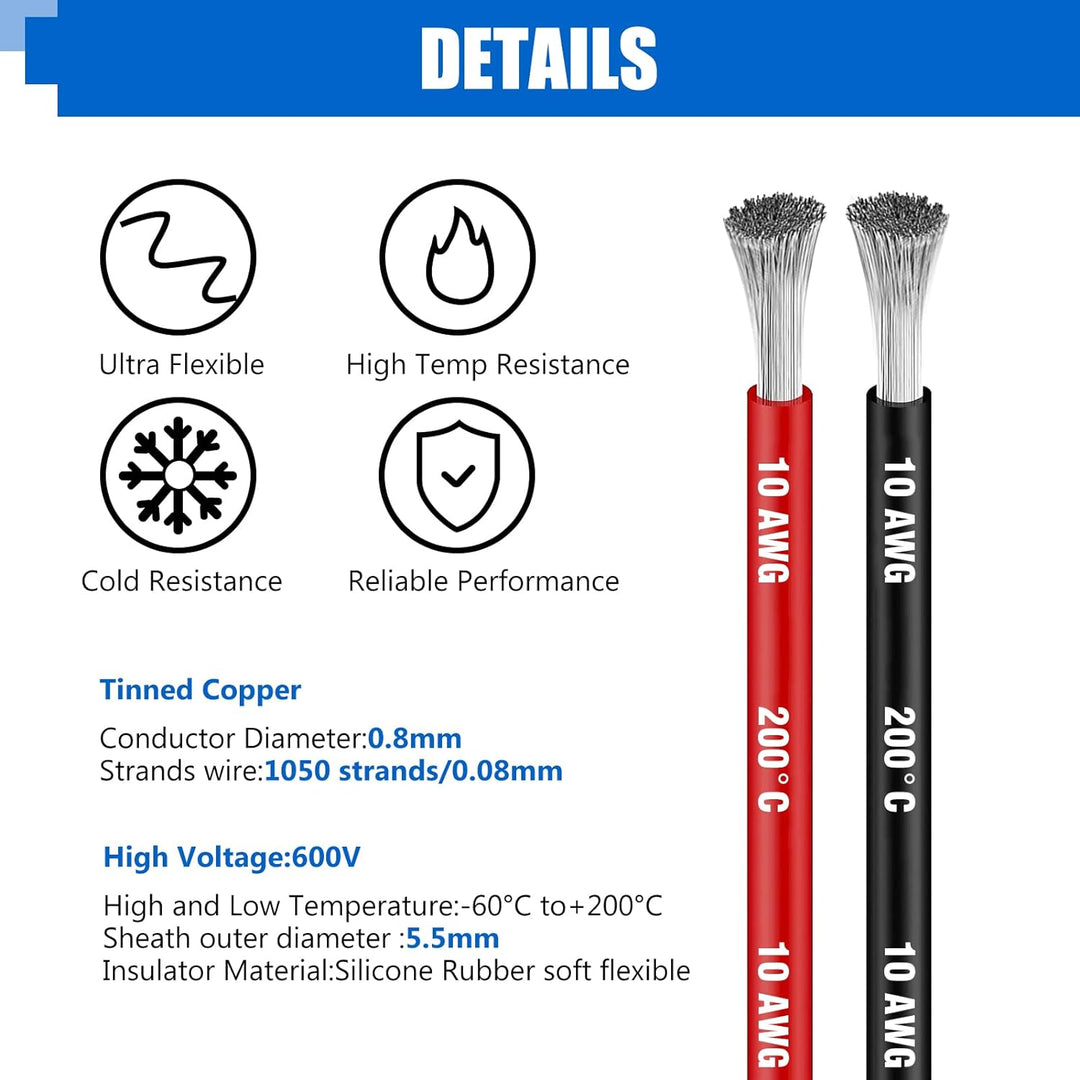 5,26 mm² Silikon Elektronik Kabe,Silikon Elektrischer Draht Kabel-HuLuWa 10 AWG Silikon Draht 20Mete