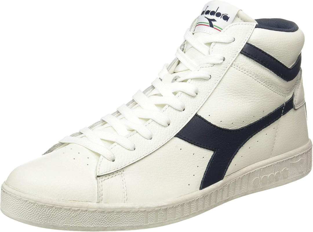 Diadora Unisex Game L High Waxed Hohe Sneaker 36 EU Schmal Weiss White Blue Caspian Sea, 36 EU Schma