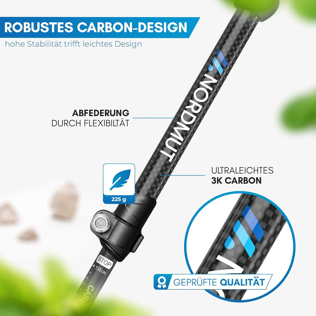 NORDMUT® Wanderstöcke Teleskop aus stabilen Aluminium oder Carbon - Leichte Nordic Walking Stöcke Da