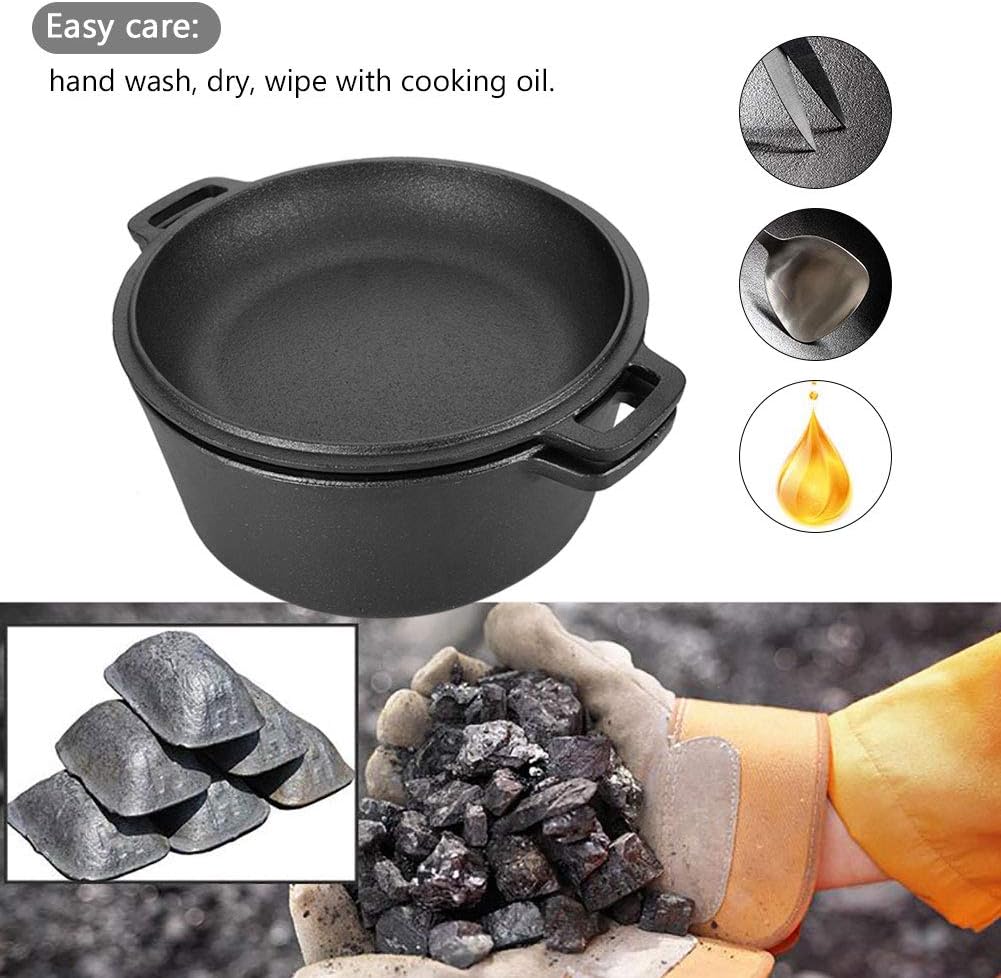 Holländischer Kochtopf aus Gusseisen, Dutch Oven, doppelt mit Griffen, 4,5 Liter, Kochtopf mit Decke