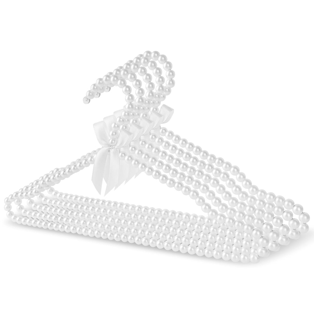 Linkidea 5er-Pack Kleiderbügel mit Perlenverzierung, Elegantes, rutschfestes Kunststoffdesign für Kl