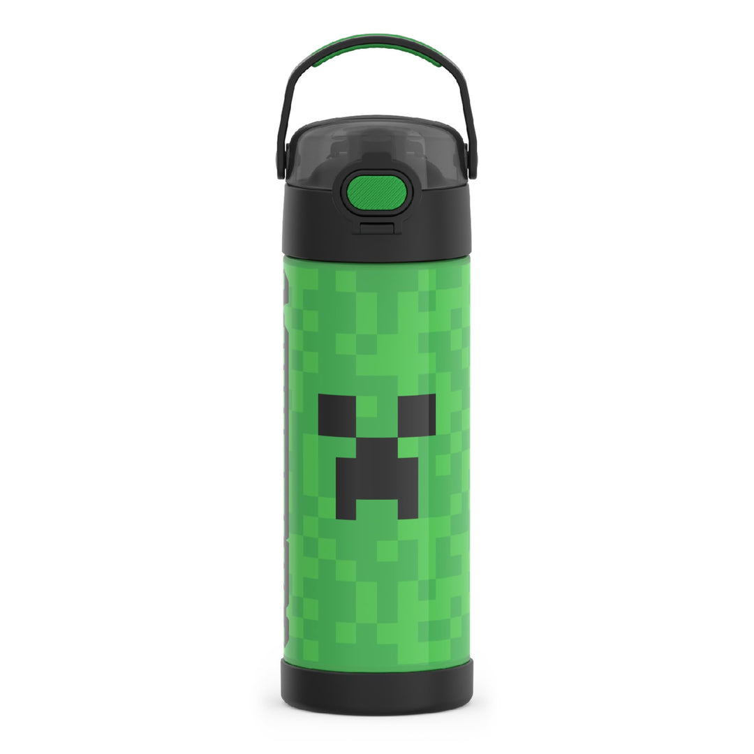 THERMOS Funtainer Edelstahl-Vakuum-Isolierflasche mit breitem Auslaufdeckel, 473 ml, Minecraft Minec