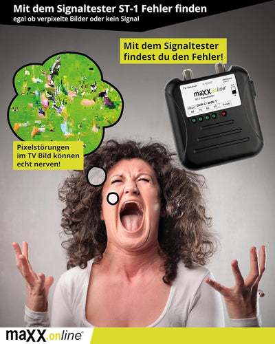 maxx.onLine ST-1 Signaltester Kabelfernsehen DVB-C/DVB-T, analog/digital 40-862 MHz