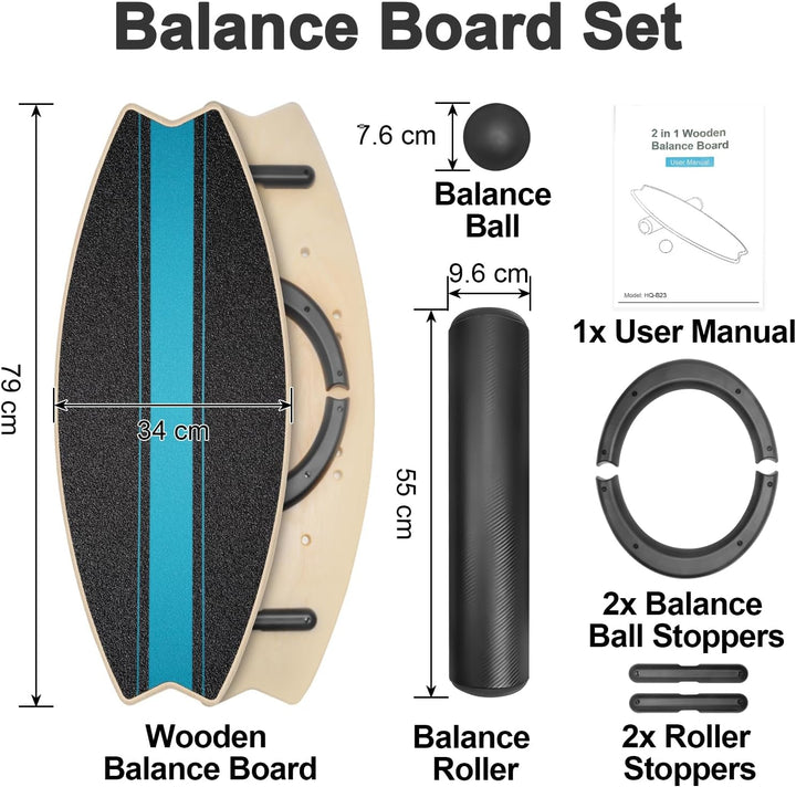 Diesisa Balance Board Erwachsene: 7-in-1 Balance boards Wackelbrett - Holz Balance Board Set Mit Rol