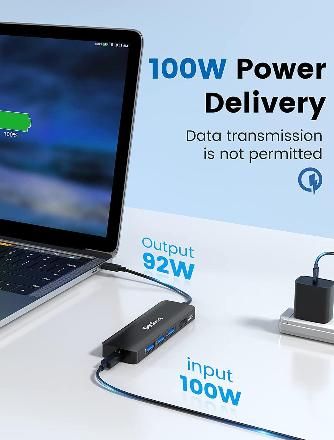USB C Hub für MacBook Air M2, Dockteck 5 in 1 Dock USB C HDMI Adapter 4k 60hz, 3 USB-3.0, 100W PD fü
