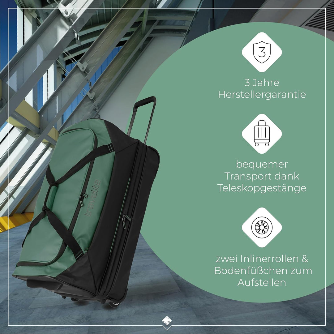 Travelite Trolley Reisetasche mit Rollen aus wasserabweisendem Material, Basics Weichgepäck Rolltasc