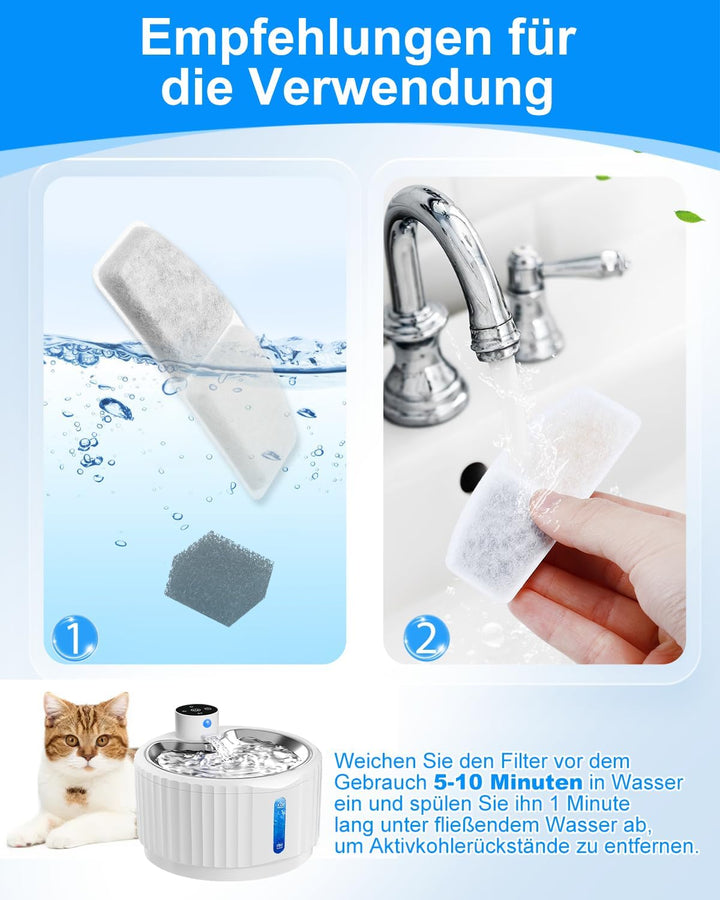 Haliya 24 Stück Ersatzfilter für TOPPLEE 2.8L Trinkbrunnen für Katze Kabellos, Katzen Trinkbrunnenfi