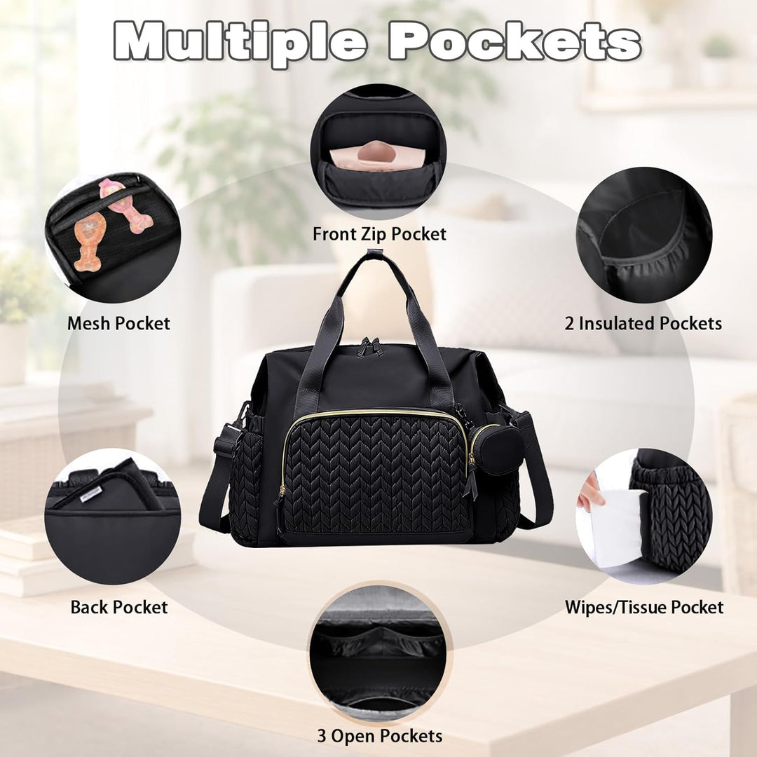 Multifunktionale Wickeltasche Gross, Mommy Bag Schultertasche mit Schnulleretui, Wasserdichte Baby W