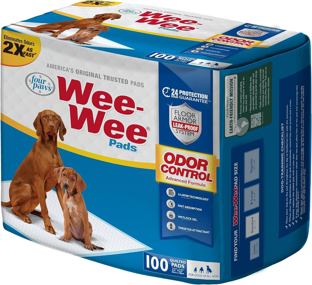 Four Paws Wee-Wee Trainingspads, Geruchskontrolle, 100 Stück 100 Count Geruchskontrolle, 100 Count G