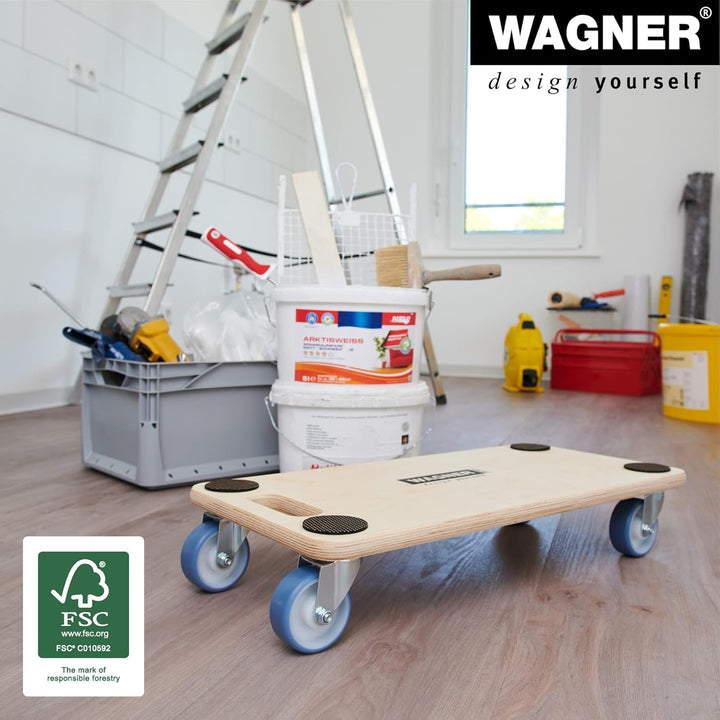 WAGNER Transportroller Transporthilfe I Schichtholz 59 x 29 x 11 cm, Tragkraft 200 kg I Möbelroller