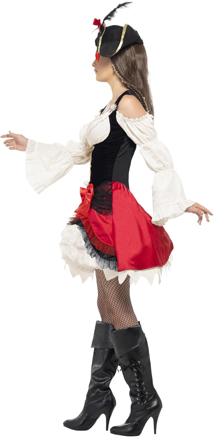 Smiffys, Damen Glamouröse Piraten Lady Kostüm, Kleid und Hut, Grösse: L, 23281 Grösse: 40-42, Grösse