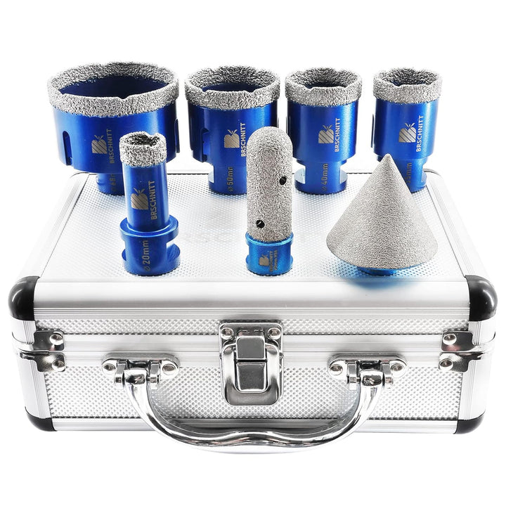 Diamantbohrer Fliesenbohrer Set -20/35/40/50/68mm Diamantbohrer & 20mmDiamant Fingerfräser-50mmFasen