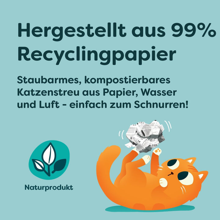 Breeder Celect Natürliches Katzenstreu (30L) - 99% Recyclingpapier, Saugfähige Katzenstreu Pellets,