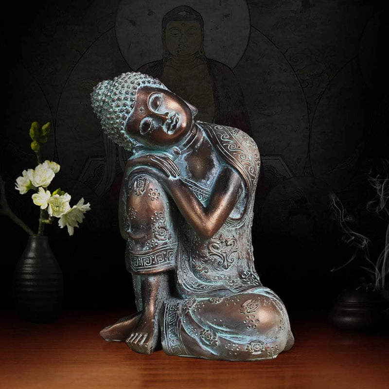 Schlafender Buddha Figur, 23x17x12.5 Dekoartikel Buddha Blau Buddha Figur Klein Garten Frostfest Bud