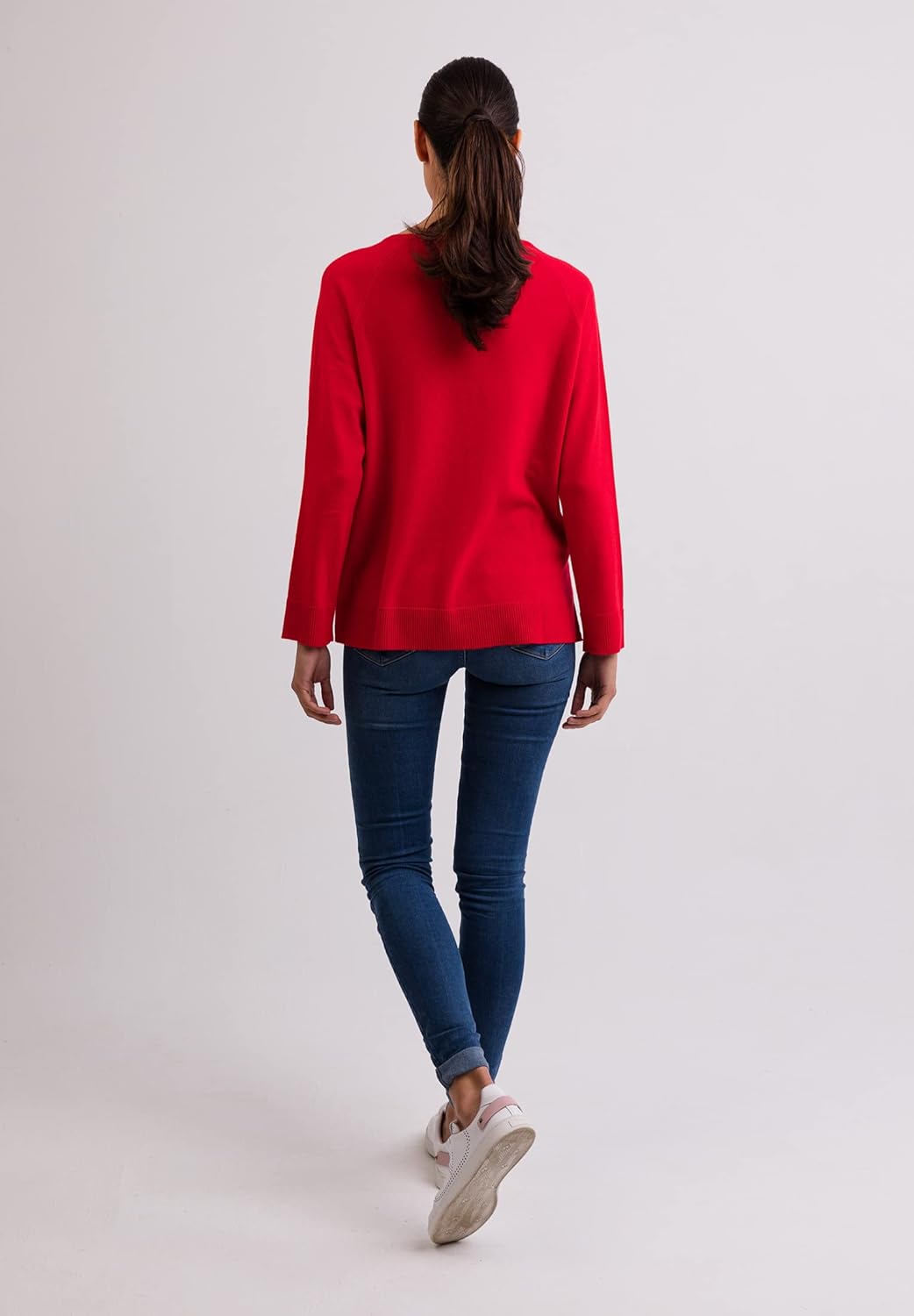 100% Kaschmir Damen Pullover mit geradem Schnitt und Seitenschlitz | Sweater Rundhalsausschnitt 2-fä
