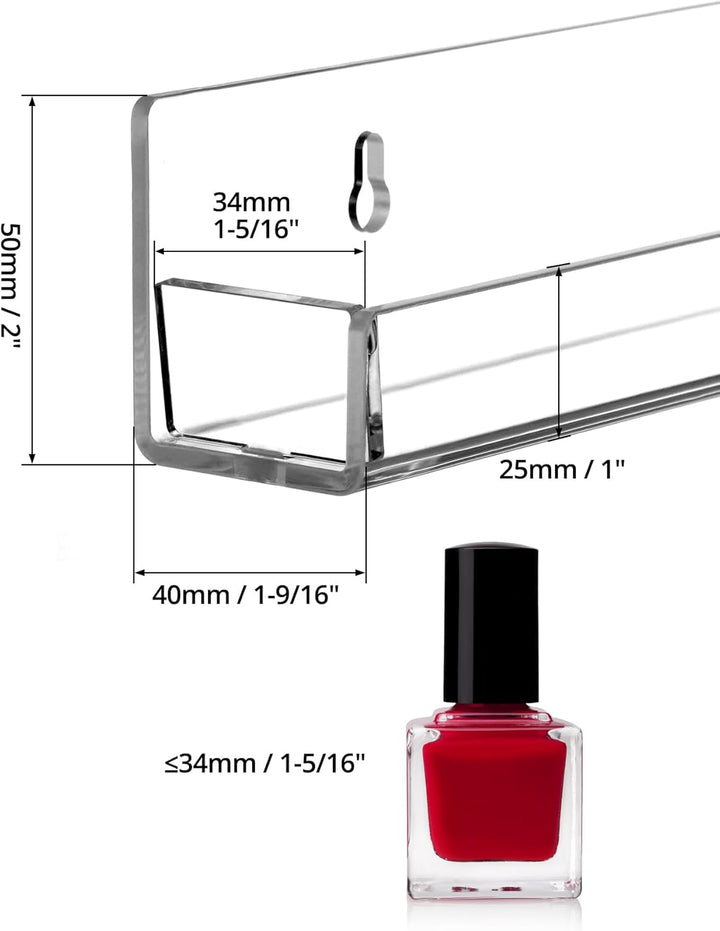QWORK® 6er-Set Acryl Nagellack Regal Parfüm Regal 38 cm, Acryl Wandregal für Nagellack/Parfüm/Kosmet