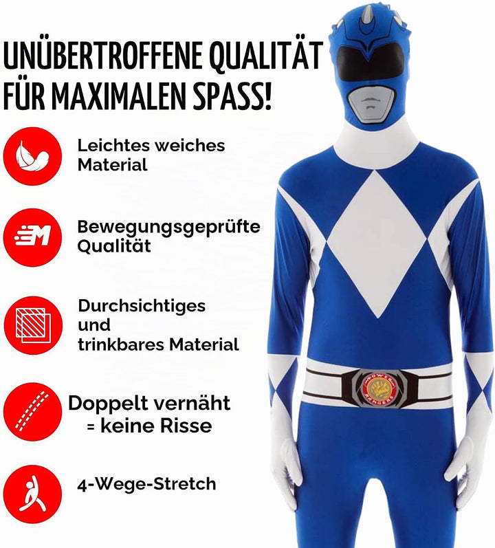 Morphsuits Power-Rangers Kostüm, Blau M