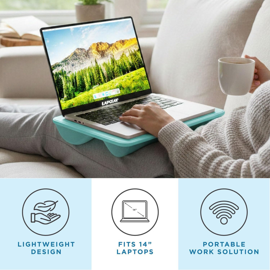 LAPGEAR Kompakter Schossschreibtisch, passend für Laptops bis zu 38,1 cm (15 Zoll), Aqua Sky, Style