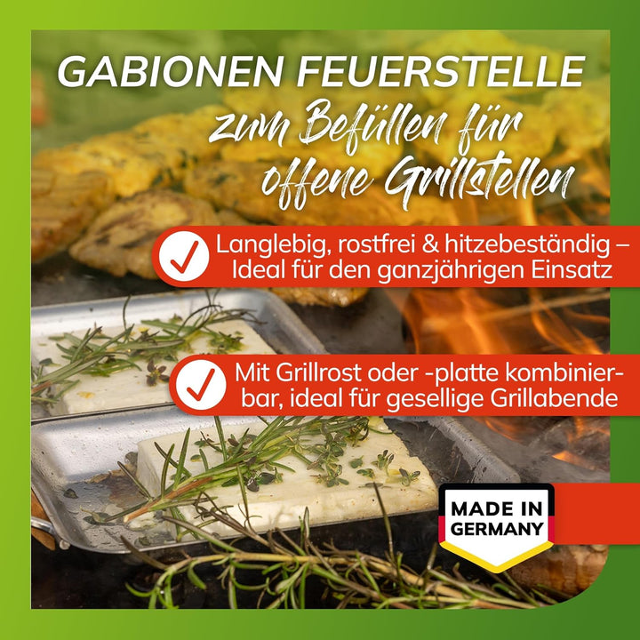bellissa – Gabionen-Feuerstelle Gerüst Steckset - Gabionengerüst zum Befüllen für offene Grillstelle