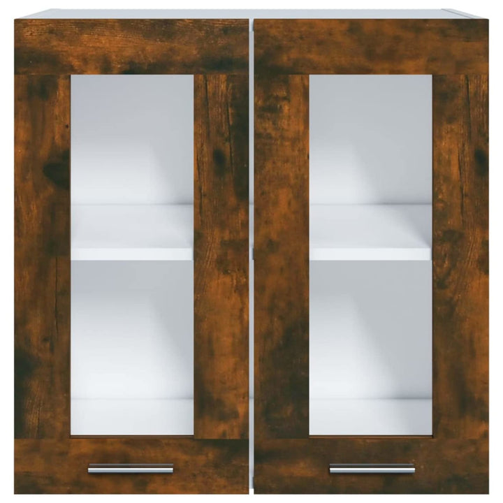 Gecheer Hängeschrank Glas Küche Schrank mit 2 Fächern und 2 Glastüren Küchenzeile Küchenmöbel Küchen