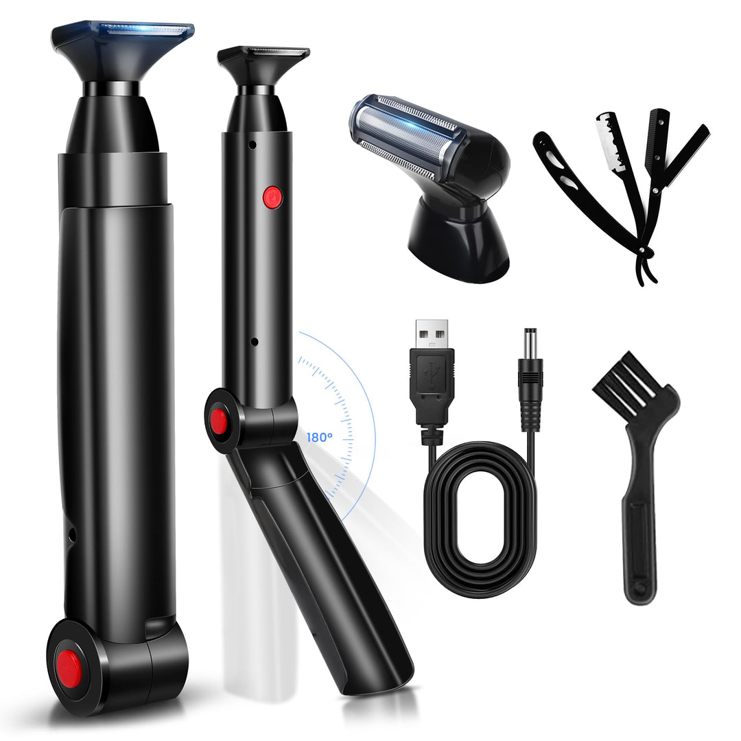 NUBACK Elektrischer Rückenrasierer, Body Trimmer Herren mit Langer Griff Schwarz, Schwarz