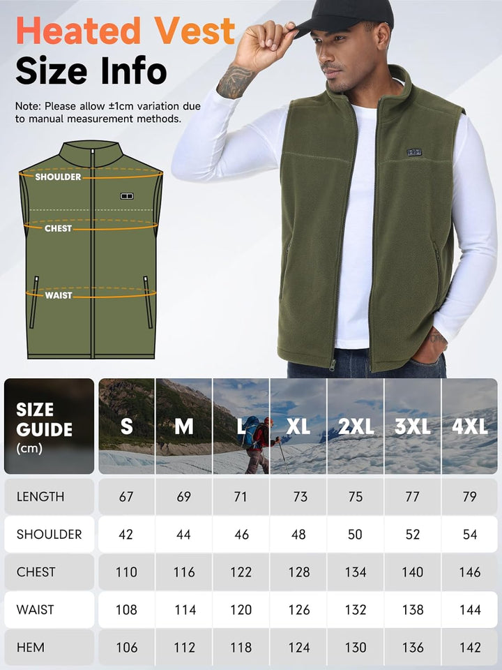 Beheizbare Weste, Heizweste für Damen Herren, Beheizte Jacke mit 10000mAh Powerbank, Microfleece Hei