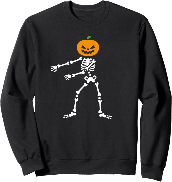 Flossing Kürbis Kopf Skelett Floss Dance Halloween Geschenk Sweatshirt