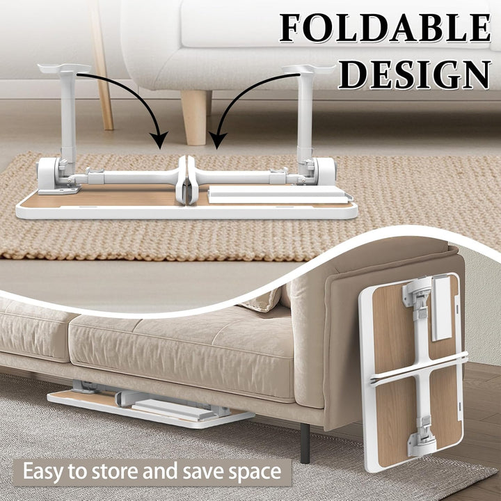 Klappbarer Laptoptisch mit Schublade, LED & Ventilator – Höhenverstellbarer Schreibtisch für Bett, S