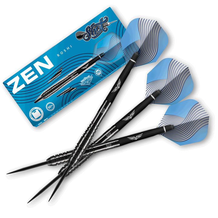 Shot! Darts Zen Roshi 90% Tungsten Pro Throwing Darts Steel Tip Set, Professional – Made in New Zeal