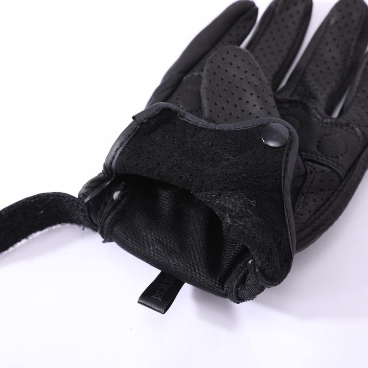 Harssidanzar Herren Motorradhandschuhe Ziegenleder Vollfinger Atmungsaktives und Perforiertes Design