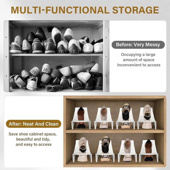 NAIZY Schuhstapler 10 Stück Schuhorganizer PP-Kunststoff Anti Rutsch Schuhregal Doppelschicht Stapel