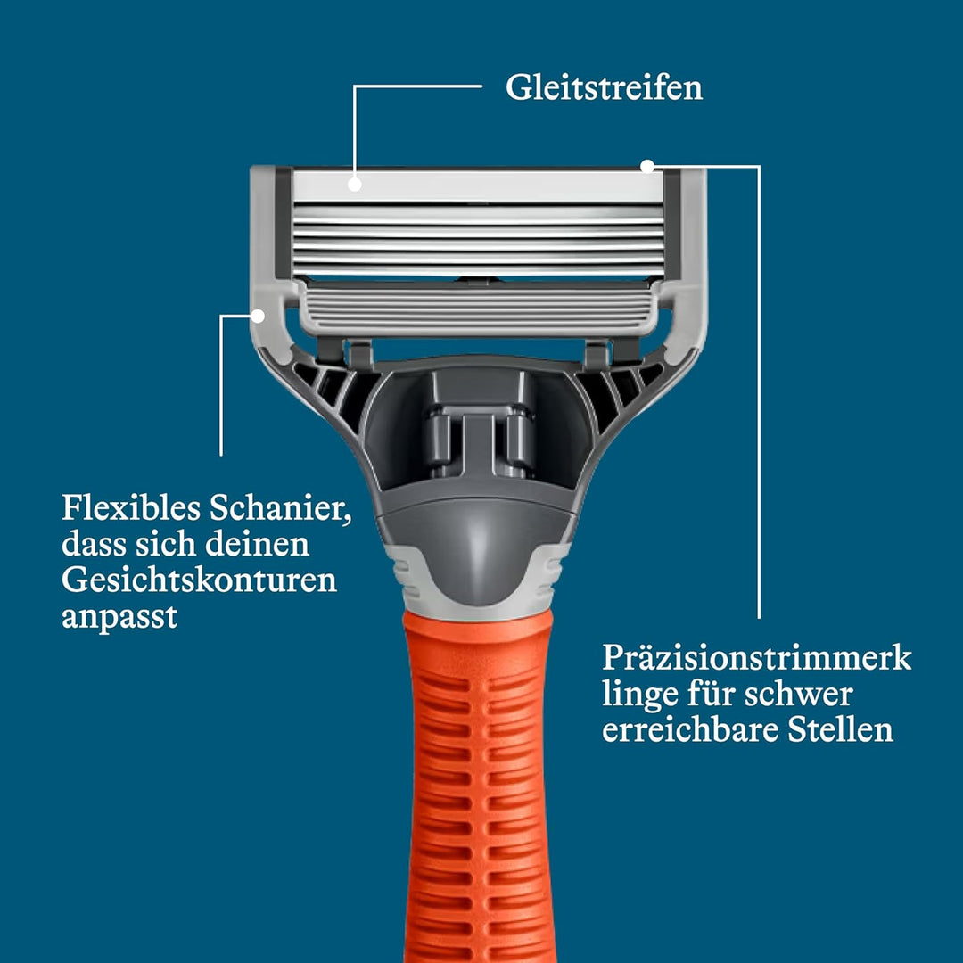 Harry’s Nassrasierer für Männer – Rasier-Set mit orangefarbenem Griff, 10 Ersatz-Rasierklingen Rasie
