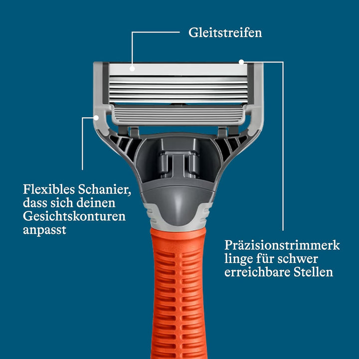 Harry’s Nassrasierer für Männer – Rasier-Set mit orangefarbenem Griff, 10 Ersatz-Rasierklingen Rasie