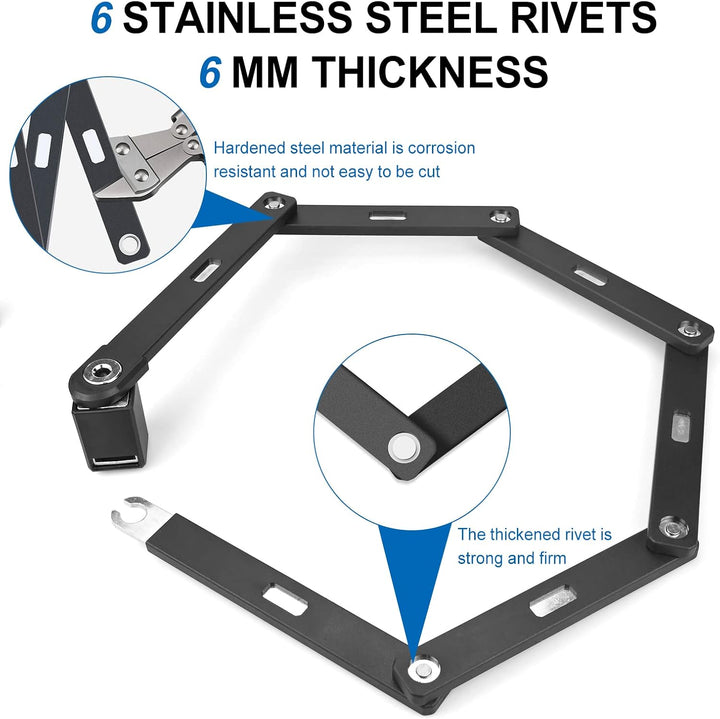 Faltschloss, Faltschloss Fahrrad mit Halterung inkl 2 Schlüssel & 1 Schlüsselring Fahrradschloss aus