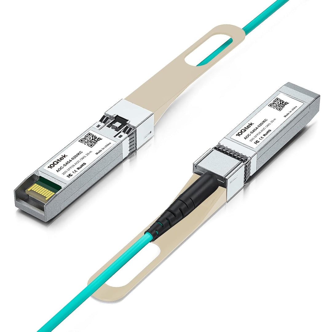 25G SFP28 SFP+ AOC Cable - 25GBASE Active Optical SFP Cable for Cisco SFP-10G-AOC20M, Ubiquiti UniFi