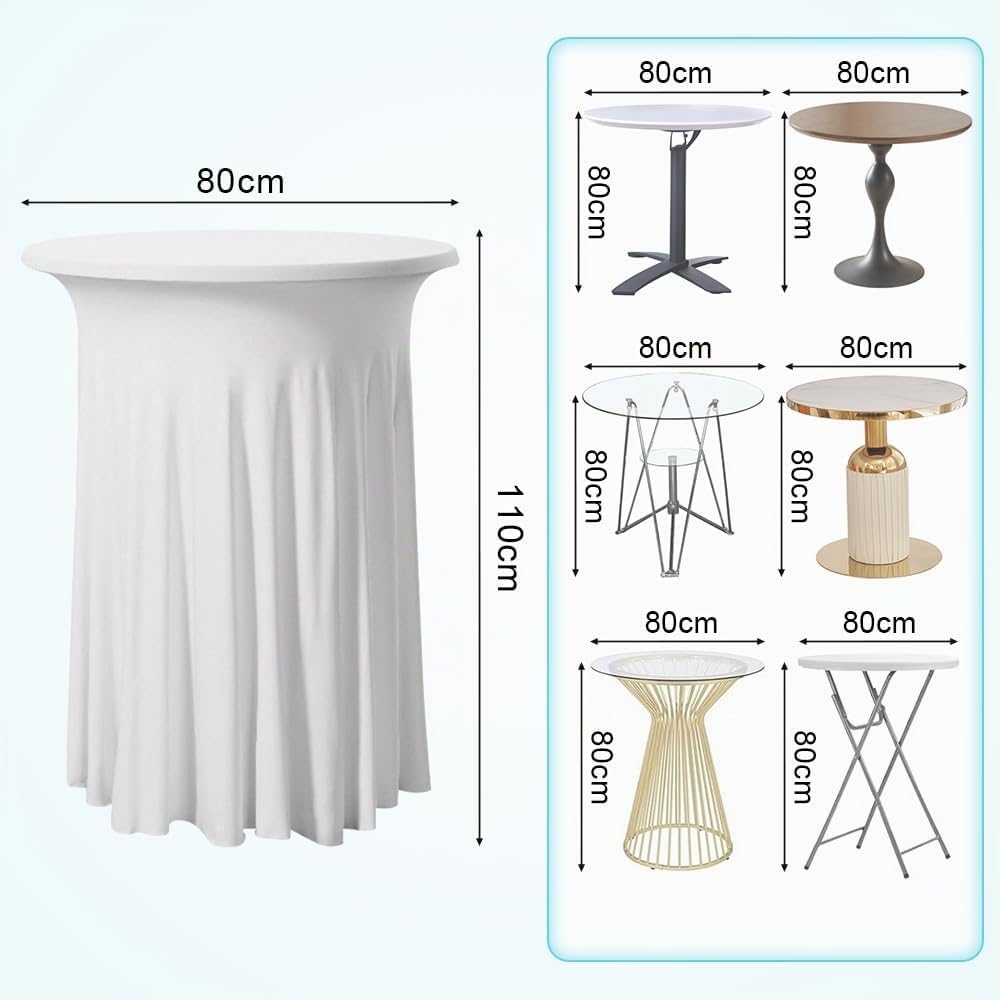LPAMABA 2er Set 110x80cm Stretch Stehtischhusse Weiss Tischdecke Bistrotisch Bartisch Hussen Tischhu