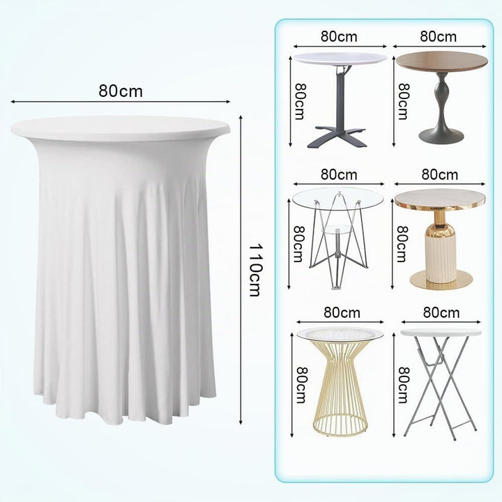 LPAMABA 2er Set 110x80cm Stretch Stehtischhusse Weiss Tischdecke Bistrotisch Bartisch Hussen Tischhu