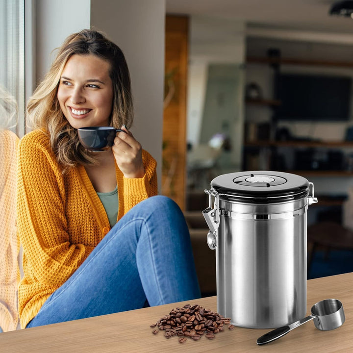 Kaffeekanister luftdichter Kaffeebehälter, luftdichter Edelstahlspeicherbehälter mit Schaufel, Kaffe