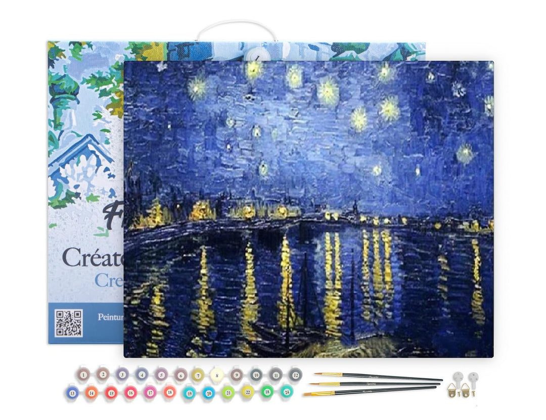 Figured'Art Malen Nach Zahlen Erwachsene Mit Rahmen Van Gogh Sternennacht über der Rhone - Paint by