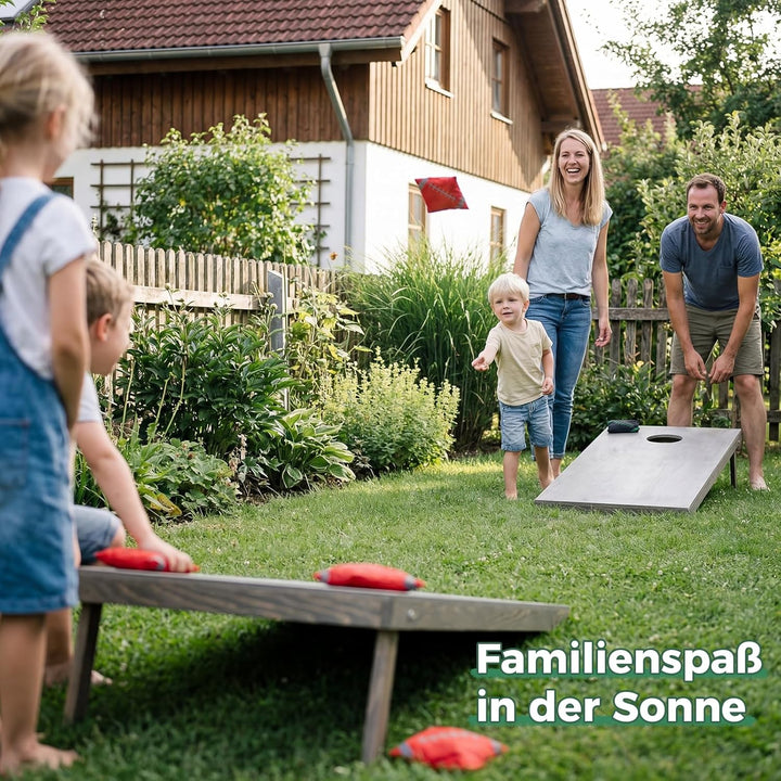 Cornhole Set Outdoor, 90x60cm or 120x60cm Echtholz Wurfspiel – Bean Bag Game mit 10 Säckchen & Tasch