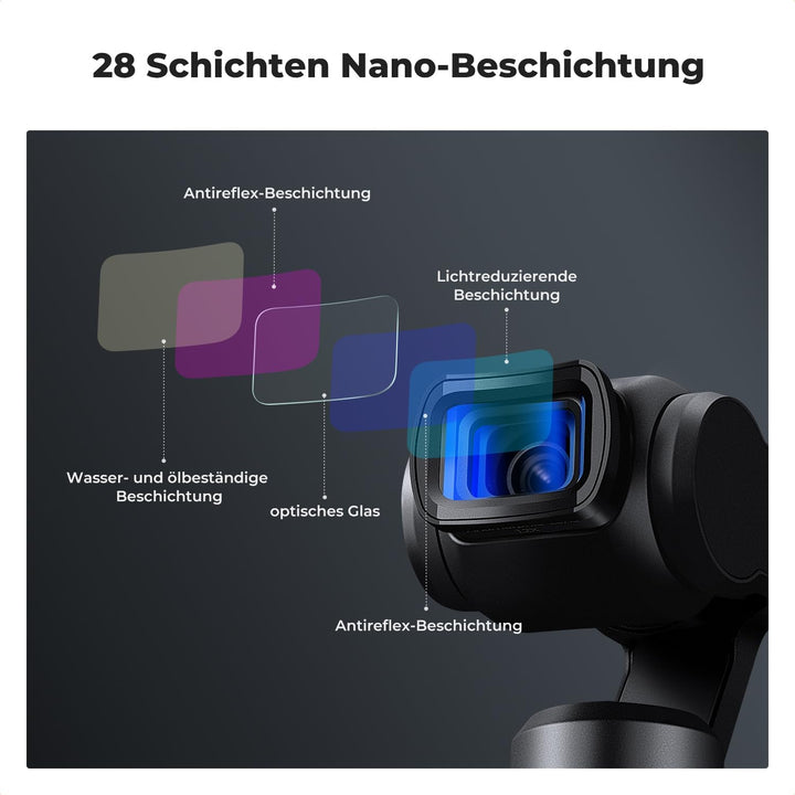 K&F Concept 1.2X Anamorphotisches Filter, kompatibel mit DJI Osmo Pocket 3, Blue Streak Effekt Wides